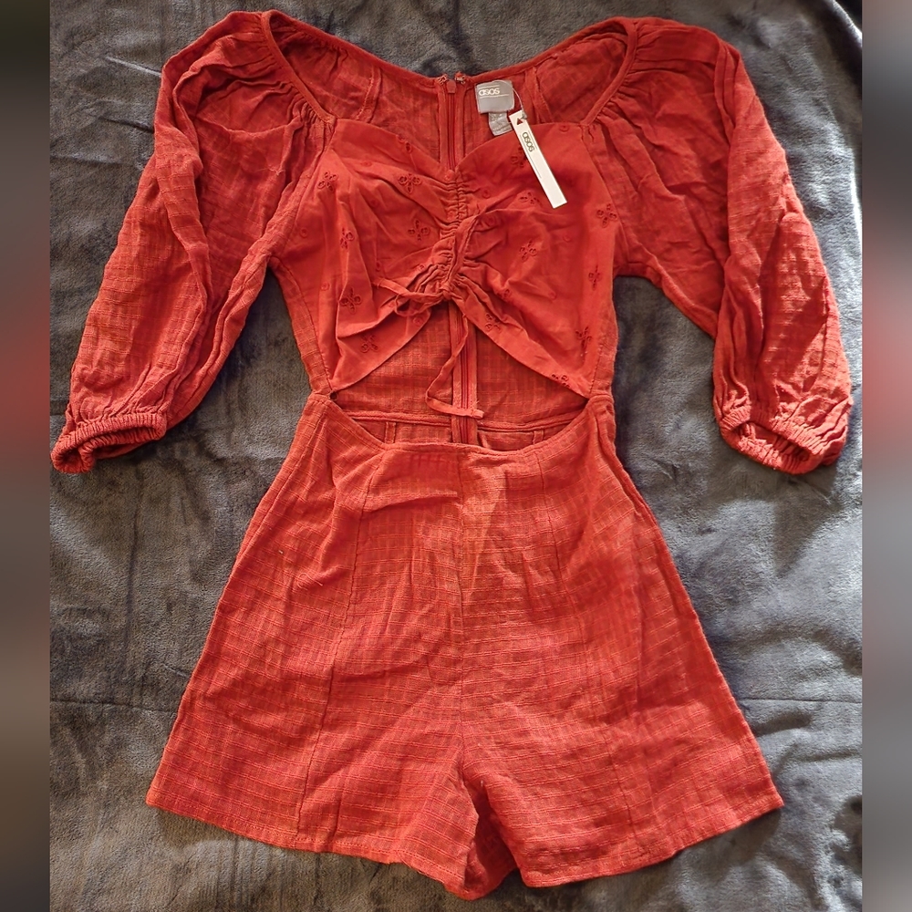 NWT! ASOS Cute Copper Rust Romper - Sheer - Size US 0 / UK 4 / EU 32